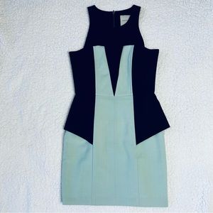 Mason Black Mint Color Block Detail Peplum Sleeveless Lined Cocktail Dress Sz 0